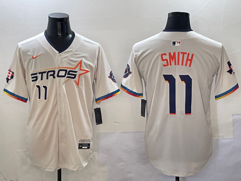 Men's Houston Astros Cam Smith #11 Cream 2025 City Connect Limited Jersey